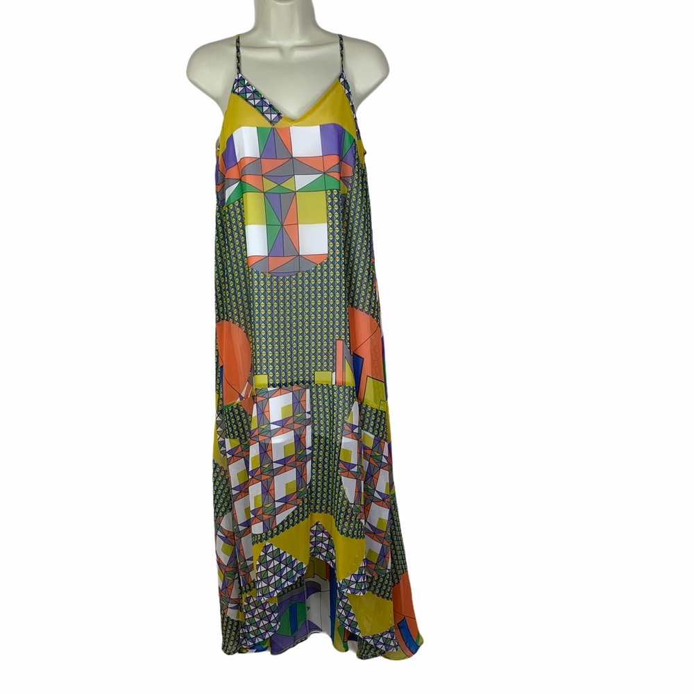 Bohemian Ellison Colorful Maxi Dress Modern Patchwork Print